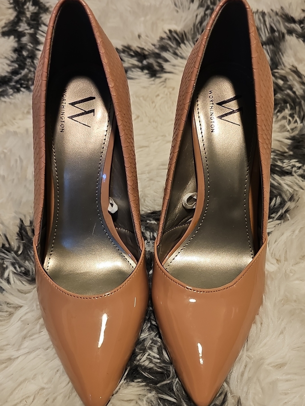 Worthington Nude Patent Pointed-Toe Pumps